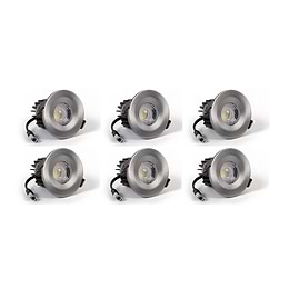 6 Pack - Pewter CCT Fire Rated LED Dimmable 10W IP65 Downlight