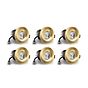 6 Pack - Brushed Gold CCT Fire Rated LED Dimmable 10W IP65 Downlight