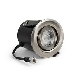 Brushed Chrome Fire Rated Tiltable LED Downlights Dimmable