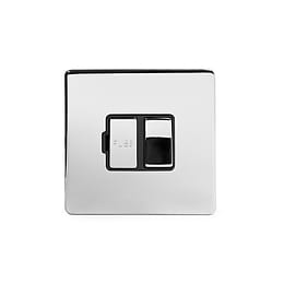 Polished chrome metal plate 13A Switched Fuse Connection Unit with Black insert