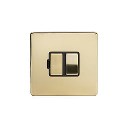 24k Brushed Brass metal plate 13A Switched Fuse Connection Unit with black insert