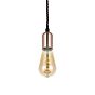 Soho Lighting Rose Gold Bulb Holder Exposed Bulb Pendant Light With Twisted Dark Brown Cable