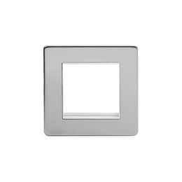 Brushed chrome metal Single Data Plate 2 Modules with White insert