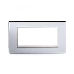 Polished chrome metal plate Double Data Plate 4 Modules with White insert