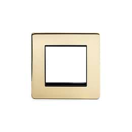 24k Brushed Brass metal Single Data Plate 2 Modules with black insert