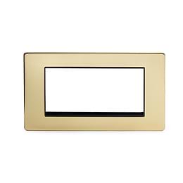 24k Brushed Brass metal Double Data Plate 4 Modules with black insert