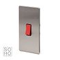 Soho Lighting Brushed Chrome 45A 1 Gang Double Pole Switch Double Plate Blk Ins Screwless