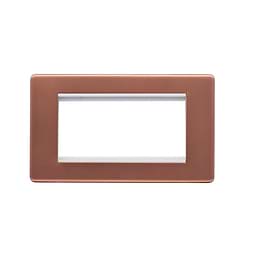 Lieber Brushed Copper Double Data Plate 4 Modules - White Insert Screwless