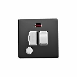 Lieber Black Nickel 13A Switched Fuse Connection Unit&Flex Outlet/Neon-White Insert Screwless