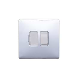 Lieber Polished Chrome 13A Switched Fused Connection Unit (FCU) - White Insert Screwless