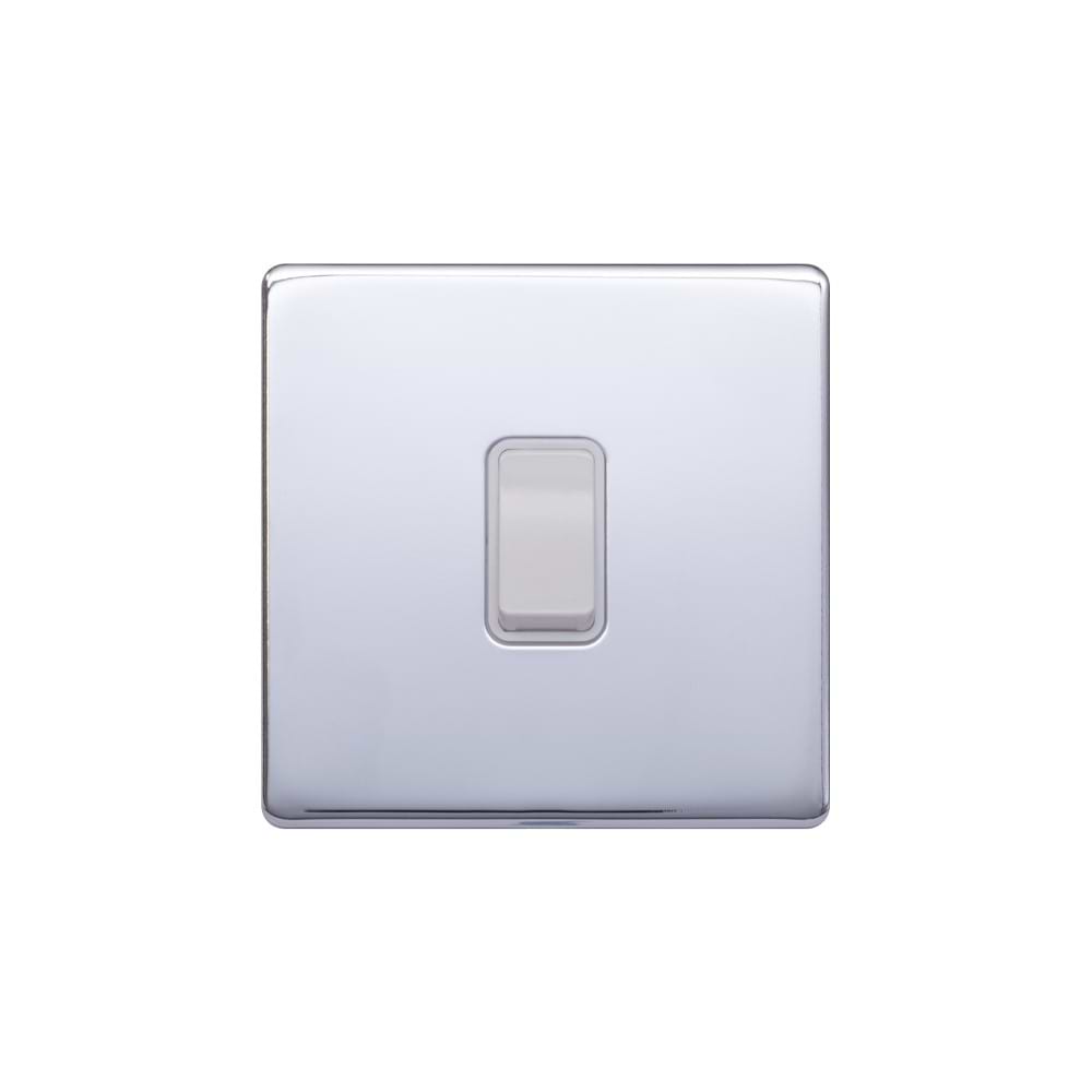 Lieber Polished Chrome 20a 1 Gang Double Pole Switch White Insert