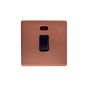 Lieber Brushed Copper 20A 1 Gang Double Pole Switch & Neon-Black Insert Screwless