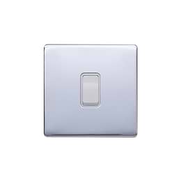 Lieber Polished Chrome 10A 1 Gang 2 Way Switch - White Insert Screwless