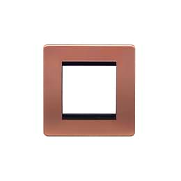 Lieber Brushed Copper Single Data Plate 2 Modules - Black Insert Screwless