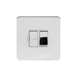 Soho Lighting Polished Chrome Flat Plate 13A Switched Fuse Connection Unit Wht Ins Screwless