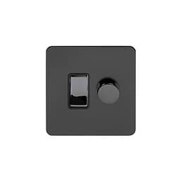 Soho Lighting Black Nickel Flat Plate Dimmer and Rocker Switch Combo