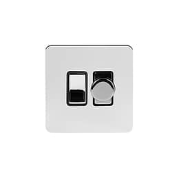 Soho Lighting Polished Chrome Flat Plate Dimmer and Rocker Switch Combo Blk Ins Screwless (2 Way Switch & Trailing Dimmer)