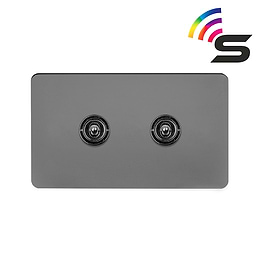 Soho Lighting Black Nickel Flat Plate 2 Gang 150W Zigbee Smart Toggle Switch