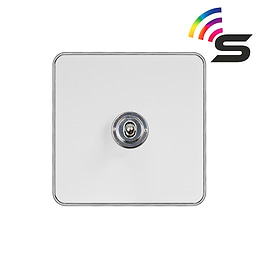 Soho Fusion White Metal & Polished Chrome 1 Gang 150W Zigbee Smart Toggle Switch