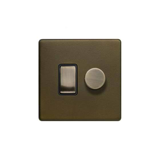 Soho Lighting Bronze dimmer and rocker switch combo Screwless (2 Way