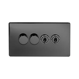 Soho Lighting Black Nickel 4 Gang Switch with 2 Dimmers (2x150W LED Dimmer 2x20A 2 Way Toggle)