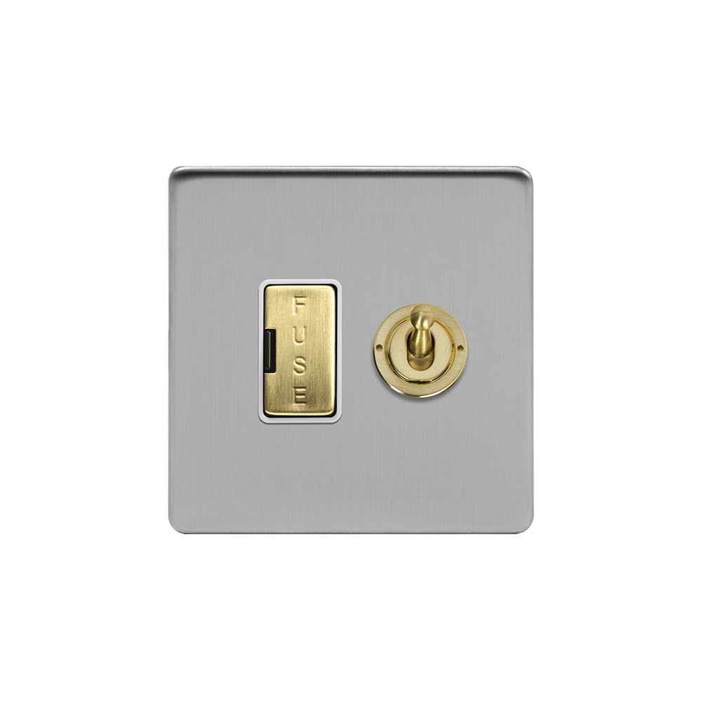 Soho Fusion Brushed Chrome & Brushed Brass 13A Toggle Switched Fused ...