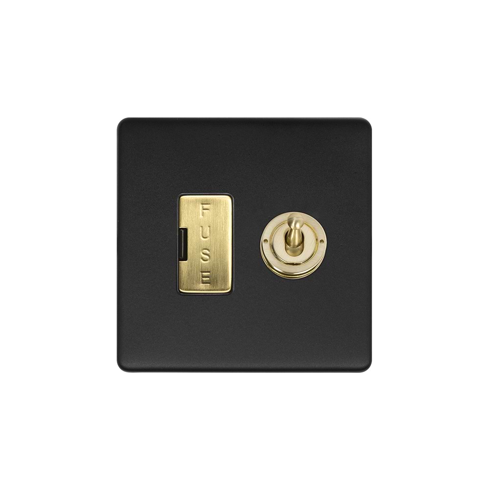 Soho Fusion Matt Black & Brushed Brass 13A Toggle Switched Fused ...