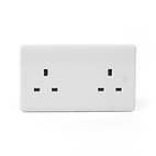 White Double Socket | White Plastic 13A 2 Gang double Pole Switched Socket
