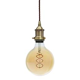 Soho Lighting Antique Brass Decorative Bulb Holder with Brown Twisted Cable