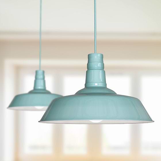 Argyll Industrial Pendant Light Duck Egg Blue - Soho Lighting