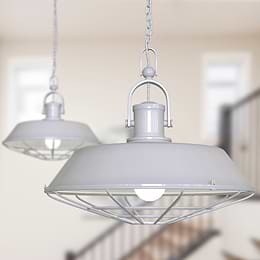 Brewer Cage Industrial  Pendant Light Pale Grey