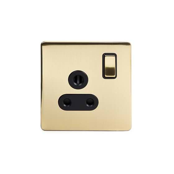 The Savoy Collection Brushed Brass 5a Socket with Switch Black Ins Screwless