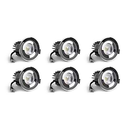 6 Pack - Polished Chrome CCT Fire Rated LED Dimmable 10W IP65 Downlight