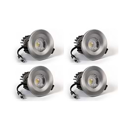 4 Pack - Pewter CCT Fire Rated LED Dimmable 10W IP65 Downlight