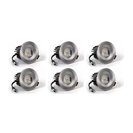 6 Pack - Pewter CCT Fire Rated LED Dimmable 10W IP65 Downlight
