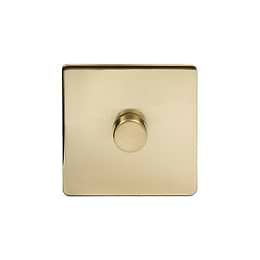 The Savoy Collection Brushed Brass 1 Gang Intelligent Trailing Dimmer Screwless 150W LED (300W Halogen/Incandescent)