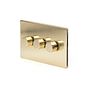 The Savoy Collection Brushed Brass 3 Gang Intelligent Trailing Dimmer Screwless 150W LED (300W Halogen/Incandescent) 