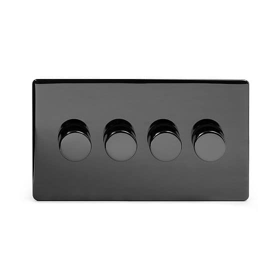 The Connaught Collection Black Nickel 4 Gang Intelligent Trailing Dimmer Screwless 150W LED (300W Halogen/Incandescent)