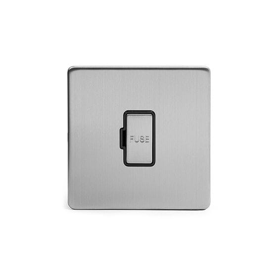 The Lombard Collection Brushed Chrome Fused Connection Unit (FCU) Unswitched 13A DP Blk Ins Screwless