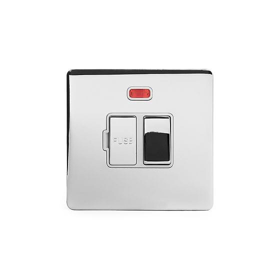 The Finsbury Collection Polished chrome Fused Connection Unit (FCU) Switched with Neon 13A DP Wht Ins Screwless