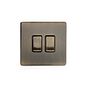 The Charterhouse Collection Aged Brass 2 Gang RM Rectangular Module Grid Switch Plate