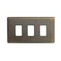 The Charterhouse Collection Aged Brass 3 Gang RM Rectangular Module Grid Switch Plate