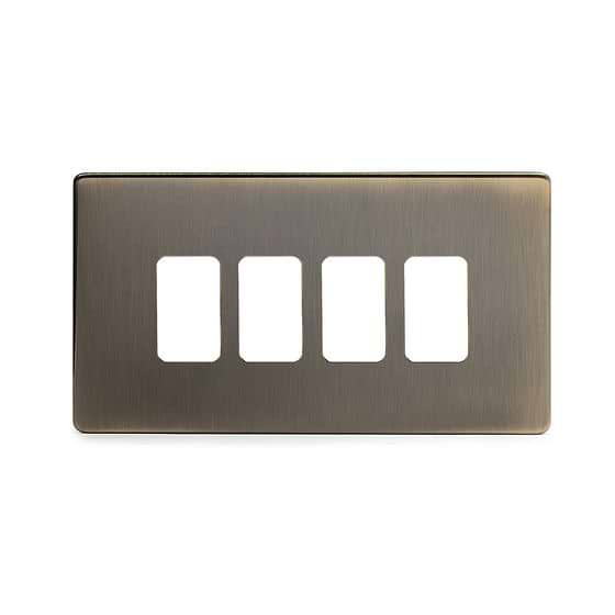 The Charterhouse Collection Aged Brass 4 Gang RM Rectangular Module Grid Switch Plate
