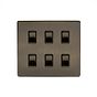 The Charterhouse Collection Aged Brass 6 Gang RM Rectangular Module Grid Switch Plate