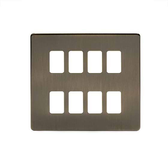 The Charterhouse Collection Aged Brass 8 Gang RM Rectangular Module Grid Switch Plate