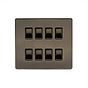 The Charterhouse Collection Aged Brass 8 Gang RM Rectangular Module Grid Switch Plate