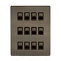 The Charterhouse Collection Aged Brass 12 Gang RM Rectangular Module Grid Switch Plate
