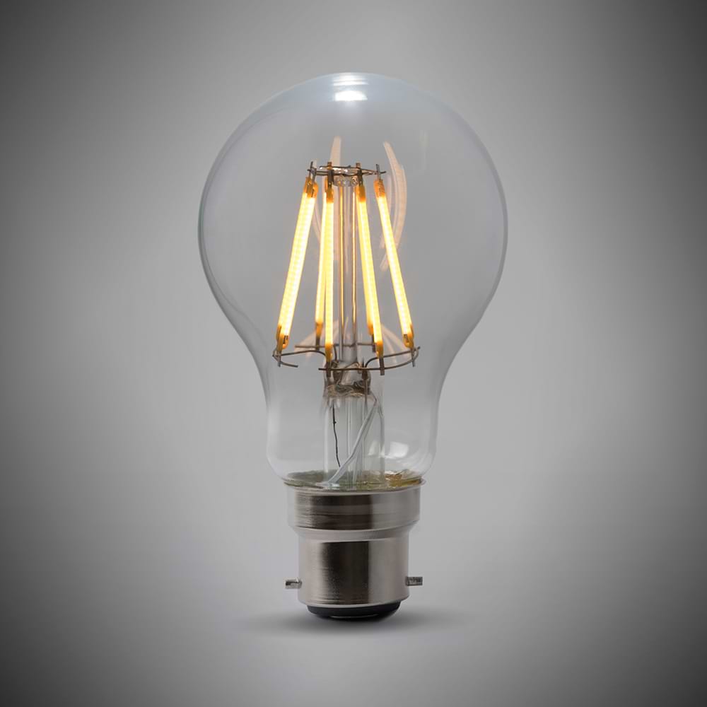 B22 8W Clear Dimmable LED Bulb - Lightbox