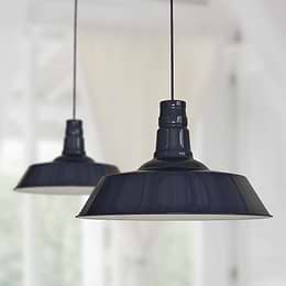 Large Industrial Pendant Light in Navy Blue