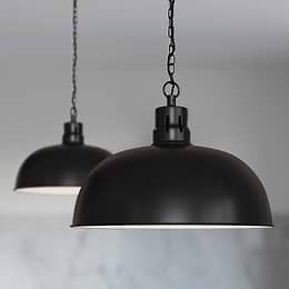 Berwick Rustic Dome Pendant Light Matt Black - Soho Lighting